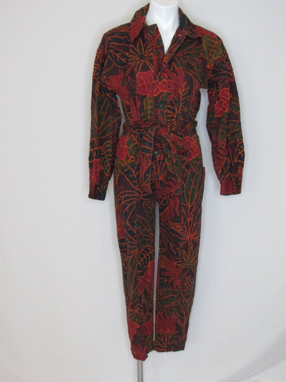 Farm Rio Rainforest Canvas Jumpsuit Tie Waist Straight Leg Women's XS XSmall